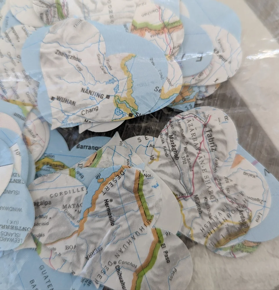 Heart Shaped Map Confetti Travel Bridal Shower Bachelorette